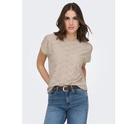 Kurzarmshirt ONLY "ONLSMILLA LIFE S/S TOP JRS NOOS", Damen, Gr. S, chateau gray, Jersey, Obermaterial: 95% Polyester, 5% Elasthan, unifarben, regular fit normal, Rundhals, Shirts, regular fit, modisch