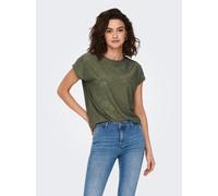 Kurzarmshirt ONLY "ONLSMILLA LIFE S/S TOP JRS NOOS", Damen, Gr. S, kalamata, Jersey, Obermaterial: 95% Polyester, 5% Elasthan, unifarben, regular fit normal, Rundhals, Shirts, regular fit, modisch, Si