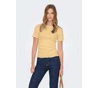 Kurzarmshirt ONLY "ONLTENNA O-NECK S/S TOP JRS NOOS", Damen, Gr. M, sunlight, Jersey, Obermaterial: 50% Baumwolle, 50% Polyester, unifarben, regular fit normal, Rundhals, Shirts (42499705-M) sunlight