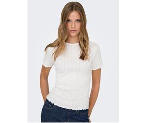 Kurzarmshirt ONLY "ONLTENNA O-NECK S/S TOP JRS NOOS", Damen, Gr. XL, cloud dancer, Jersey, Obermaterial: 50% Baumwolle, 50% Polyester, unifarben, regular fit normal, Rundhals, Shirts (85195247-XL) clo