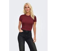 Kurzarmshirt ONLY "ONLVAL - Basic-Shirt mit Stretchkomfort für jeden Tag", Damen, Gr. L, rot (cabernet), Jersey, Obermaterial: 95% Baumwolle, 5% Elasthan, unifarben, regular fit, Rundhals, Shirts, reg