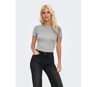 Kurzarmshirt ONLY "ONLVAL - Basic-Shirt mit Stretchkomfort für jeden Tag", Damen, Gr. M, grau (light grau melange), Jersey, Obermaterial: 95% Baumwolle, 5% Elasthan, unifarben, regular fit, Rundhals,