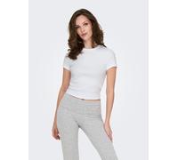 Kurzarmshirt ONLY "ONLVAL - Basic-Shirt mit Stretchkomfort für jeden Tag", Damen, Gr. XL, weiß (hellweiß), Jersey, Obermaterial: 95% Baumwolle, 5% Elasthan, unifarben, regular fit, Rundhals, Shirts, r