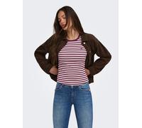 Kurzarmshirt ONLY "ONLVAL S/S O-NECK STRIPE TOP JRS", Damen, Gr. XS, fig stripes:pale lila (mette), emb. heart, Jersey, Obermaterial: 95% Baumwolle, 5% Elasthan, gestreift, regular fit normal, Rundhal