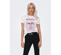 Kurzarmshirt ONLY "ONLVIBE LIFE S/S GLASSES TOP BOX JRS", Damen, Gr. S, hellweiß print:rodeoo, Jersey, Obermaterial: 100% Baumwolle, bedruckt, regular fit normal, Rundhals, Shirts, Baumwolle, regular