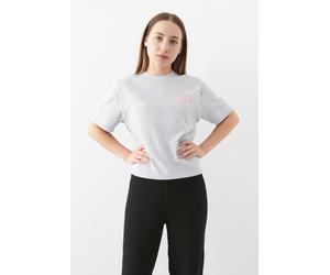Kurzarmshirt ONLY "ONLVIVVI LIFE S/S LOVELY TOP JRS", Damen, Gr. M, grau (light grau melange print:cozy bear), Jersey, Obermaterial: 100% Baumwolle, regular fit normal, Rundhals, Shirts, Baumwolle, re