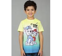 Kurzarmshirt PAW PATROL "Paw Patrol", Jungen, Gr. 104, bunt (sunny life), Jersey, Obermaterial: 100% Baumwolle, Basic, regular fit hüftbedeckend, Rundhals, abgesteppte Kante, Shirts, mit großem Frontm