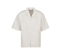 Kurzarmshirt PEQUS "PEQUS PEQUS Chest Logo Linen Shirt", Herren, Gr. M, sandweiß, 100% Leinen, unifarben, normal, amerikanischer Ausschnitt, Shirts Kurzarmshirt (65799868-M)