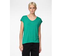 Kurzarmshirt PIECES "PC BILLO", Damen, Gr. XL, grün (pepper grün), Jersey, Obermaterial: 85% Viskose, 10% metallisierte Fasern, 5% Elasthan, Glitzermuster, geringelt, gestreift, bequem normal, Rundhal