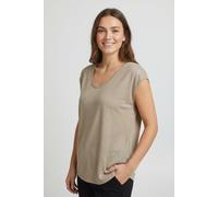 Kurzarmshirt PIECES "PCALICE SS GLITTER TEE JRS NOOS BC", Damen, Gr. M, greige detail:glitter silber, Jersey, Obermaterial: 95% Viskose, 5% Elasthan, glänzend, unifarben, regular fit normal, tiefer Ru
