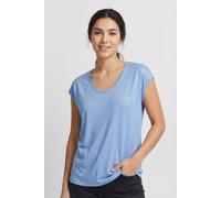 Kurzarmshirt PIECES "PCALICE SS GLITTER TEE JRS NOOS BC", Damen, Gr. XL, hydrangea detail:glitter silber, Jersey, Obermaterial: 95% Viskose, 5% Elasthan, glänzend, unifarben, regular fit normal, tiefe