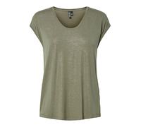 Kurzarmshirt PIECES "PCALICE SS GLITTER TEE JRS NOOS BC", Damen, Gr. XS, deep lichen grün detail:glitter silber, Jersey, Obermaterial: 95% Viskose, 5% Elasthan, regular fit normal, tiefer Rundhals, Sh