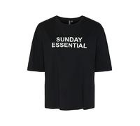 Kurzarmshirt PIECES "PCFIBBI SS O-NECK TEE MM JRS", Damen, Gr. XS, schwarz print:hellweiß, Jersey, Obermaterial: 100% Baumwolle, bedruckt, Rundhals, Shirts (21075139-XS) schwarz print:hellweiß