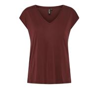 Kurzarmshirt PIECES "PCKAMALA TEE NOOS BC", Damen, Gr. L, lila (tawny port), Single Jersey, Obermaterial: 73% Modal, 27% Polyester, unifarben, Basic normal, V-Ausschnitt, Shirts (27071843-L) tawny por