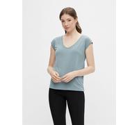 Kurzarmshirt PIECES "PCKAMALA TEE NOOS BC", Damen, Gr. S, grau (trooper), Single Jersey, Obermaterial: 73% Modal, 27% Polyester, unifarben, regular fit normal, V-Ausschnitt, Shirts Kurzarmshirt, Mater