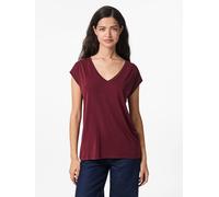 Kurzarmshirt PIECES "PCKAMALA TEE NOOS BC", Damen, Gr. S, lila (tawny port), Single Jersey, Obermaterial: 73% Modal, 27% Polyester, unifarben, Basic normal, V-Ausschnitt, Shirts (27071843-S) tawny por