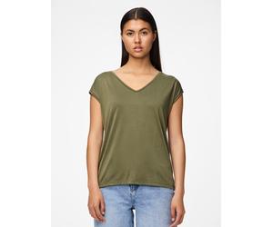 Kurzarmshirt PIECES "PCKAMALA TEE NOOS BC", Damen, Gr. XL, grape leaf, Single Jersey, Obermaterial: 73% Modal, 27% Polyester, unifarben, regular fit normal, V-Ausschnitt, Shirts, Materialmix, regular