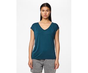Kurzarmshirt PIECES "PCKAMALA TEE NOOS BC", Damen, Gr. XS, grün (reflecting pond), Single Jersey, Obermaterial: 73% Modal, 27% Polyester, unifarben, regular fit normal, V-Ausschnitt, Shirts, Materialm