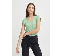 Kurzarmshirt PIECES "PCKAMALA TEE NOOS BC", Damen, Gr. XS, sprucestone, Single Jersey, Obermaterial: 73% Modal, 27% Polyester, unifarben, regular fit normal, V-Ausschnitt, Shirts, Materialmix, regular