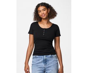 Kurzarmshirt PIECES "PCKITTE SS TOP NOOS BC", Damen, Gr. L, schwarz, Rippware, Obermaterial: 95% Baumwolle, 5% Elasthan, unifarben, slim fit normal, Rundhals, Shirts, Baumwollmischung, slim fit (77311