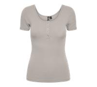 Kurzarmshirt PIECES "PCKITTE SS TOP NOOS BC", Damen, Gr. S, silber gray, Rippware, Obermaterial: 95% Baumwolle, 5% Elasthan, unifarben, slim fit normal, Rundhals, Shirts, Baumwollmischung, slim fit (4