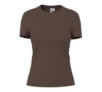 Kurzarmshirt PIECES "PCLULA SS TEE JRS NOOS", Damen, Gr. XL, braun (hot fudge), Jersey, Obermaterial: 90% Nylon, 10% Elasthan, unifarben, normal, Rundhals, Shirts, Materialmix (47455016-XL) hot fudge