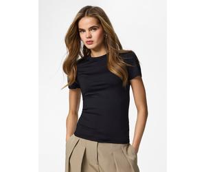 Kurzarmshirt PIECES "PCLULA SS TEE JRS NOOS", Damen, Gr. XS, schwarz, Jersey, Obermaterial: 90% Nylon, 10% Elasthan, unifarben, normal, Rundhals, Shirts, Materialmix (50546422-XS) schwarz