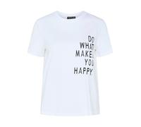 Kurzarmshirt PIECES "PCMARIA SS O-NECK TEE BC MM JRS", Damen, Gr. M, weiß (hellweiß print:schwarz), Jersey, Obermaterial: 100% Baumwolle, bedruckt, Rundhals, Shirts Kurzarmshirt (53115801-M)