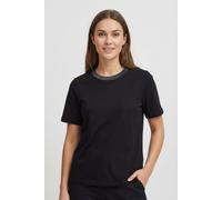 Kurzarmshirt PIECES "PCRIA SS LUREX NECK TEE JRS NOOS BC", Damen, Gr. S, schwarz detail:lurex rib, Jersey, Obermaterial: 100% Baumwolle, unifarben, regular fit normal, Rundhals, Shirts Kurzarmshirt, m