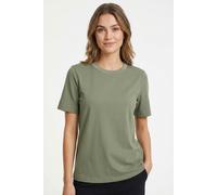 Kurzarmshirt PIECES "PCRIA SS LUREX NECK TEE JRS NOOS BC", Damen, Gr. XS, deep lichen grün detail:lurex rib, Jersey, Obermaterial: 100% Baumwolle, unifarben, regular fit normal, Rundhals, Shirts, mit 