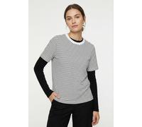 Kurzarmshirt PIECES "PCRIA SS TEE STRIPES NOOS BC", Damen, Gr. S, hellweiß stripes:narrow maritime blau, Single Jersey, Obermaterial: 100% Baumwolle, gestreift, regular fit normal, Rundhals, Shirts (2