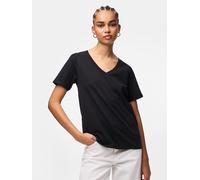 Kurzarmshirt PIECES "PCRIA SS V-NECK SOLID TEE JRS NOOS BC", Damen, Gr. L, schwarz, Jersey, Obermaterial: 100% Baumwolle, unifarben, regular fit normal, V-Ausschnitt, Shirts, Baumwolle, regular fit (4