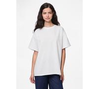 Kurzarmshirt PIECES "PCSKYLAR SS OVERSIZED TEE NOOS", Damen, Gr. L, weiß (hellweiß), Jersey, Obermaterial: 57% Polyester, 43% Baumwolle, unifarben, oversize normal, Rundhals, Shirts (35745166-L) hellw