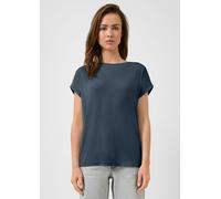 Kurzarmshirt QS, Damen, Gr. XL (42), blau, Jersey, Obermaterial: 95% Lyocell, 5% Elasthan, unifarben, loose fit hüftlang, Rundhals, angeschnitten Aufschlag, Shirts Kurzarmshirt, mit Ärmelaufschlag (37