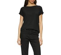 Kurzarmshirt QS, Damen, Gr. XXL (44), schwarz, Jersey, Obermaterial: 95% Lyocell, 5% Elasthan, unifarben, loose fit hüftlang, Rundhals, angeschnitten Aufschlag, Shirts, mit Ärmelaufschlag (68151269-XX