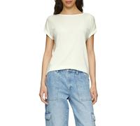 Kurzarmshirt QS, Damen, Gr. XXL (44), weiß, Jersey, Obermaterial: 95% Lyocell, 5% Elasthan, unifarben, loose fit hüftlang, Rundhals, angeschnitten Aufschlag, Shirts Kurzarmshirt, mit Ärmelaufschlag (9