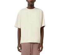 Kurzarmshirt QS, Herren, Gr. M, beige (ecru), Jersey, Obermaterial: 53% Baumwolle, 46% Polyester, 1% Elasthan, bestickt, unifarben, weit hüftbedeckend, Rundhals, abgesteppte Kante, Shirts, mit kleiner