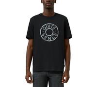 Kurzarmshirt QS, Herren, Gr. M, schwarz, Jersey, Obermaterial: 100% Baumwolle, bedruckt, normal hüftbedeckend, Rundhals, Shirts, mit Frontprint (39920412-M) schwarz