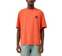 Kurzarmshirt QS, Herren, Gr. XL, orange rot, Single Jersey, Obermaterial: 100% Baumwolle, bedruckt, lässig geschnitten hüftbedeckend, Rundhals, abgesteppte Kante, Shirts Kurzarmshirt, mit großem Rücke