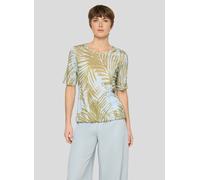 Kurzarmshirt RABE, Damen, Gr. 38, himmelblau, Jersey, Obermaterial: 50% Baumwolle, 50% Viskose, geblümt, gemustert, tailliert hüftbedeckend, Rundhals, Shirts, mit floralem Muster (15610605-38) himmelb