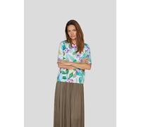 Kurzarmshirt RABE, Damen, Gr. 40, grün (smaragd), Jersey, Obermaterial: 92% Baumwolle, 8% Elasthan, bedruckt, geblümt, tailliert hüftbedeckend, Rundhals, Shirts, mit floralem Muster (60561362-40) smar