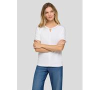 Kurzarmshirt RABE, Damen, Gr. 40, weiß, Jersey, Obermaterial: 47% Baumwolle, 47% Modal, 6% Elasthan, unifarben, normal hüftbedeckend, Rundhals, Shirts, mit Cut-Out und Glitzer-Detail (49451810-40) wei