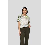 Kurzarmshirt RABE, Damen, Gr. 46, grün (khaki), Web, Obermaterial: 50% Baumwolle, 50% Viskose, animal-print, bedruckt, gerade hüftbedeckend, Rundhals, Shirts, mit grafischem Muster (31318166-46) khaki