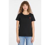 Kurzarmshirt RAGWEAR "ADORI A", Damen, Gr. XXL, schwarz, Jersey, Obermaterial: 60% Baumwolle, 40% Polyester, bestickt, hüftbedeckend, Rundhals, Shirts (21762160-XXL) schwarz