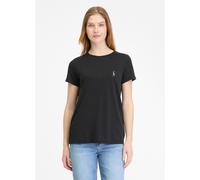 Kurzarmshirt RAGWEAR "ADORI C", Damen, Gr. 3XL, schwarz, Jersey, Obermaterial: 60% Baumwolle, 40% Polyester, bestickt, regular fit normal, Rundhals, Shirts, mit lustiger Katzen-Stickerei auf der Brust