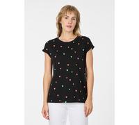 Kurzarmshirt RAGWEAR "DIONA PRINT", Damen, Gr. XS, schwarz, Jersey, Obermaterial: 50% Baumwolle, 50% Modal, normal, Rundhals, Shirts Kurzarmshirt, Bestseller aus Baumwoll-Modal-Mix mit allover Print (