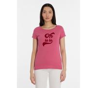 Kurzarmshirt RAGWEAR "FLLORAH PP GOTS", Damen, Gr. 3XL, rose, Jersey, Obermaterial: 100% Baumwolle, bedruckt, regular fit hüftbedeckend, Rundhals, Umschlagsaum, Shirts Kurzarmshirt (69930944-XXXL)