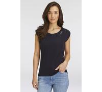 Kurzarmshirt RAGWEAR "GREETA", Damen, Gr. L (40), blau (navy), Jersey, Obermaterial: 100% Baumwolle, unifarben, hüftlang, Rundhals, Shirts, großer Rückenausschnitt mit Band zum Zusammenhalten (1430476