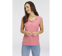 Kurzarmshirt RAGWEAR "GREETA", Damen, Gr. L (40), orange (coral), Jersey, Obermaterial: 100% Baumwolle, unifarben, hüftlang, Rundhals, Shirts, großer Rückenausschnitt mit Band zum Zusammenhalten (3464