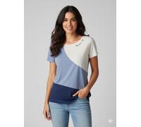 Kurzarmshirt RAGWEAR "MINT BLOCK O", Damen, Gr. XL, stone blau, Jersey, Obermaterial: 80% Baumwolle, 20% Polyester, colorblocking, Rundhals, Shirts Kurzarmshirt, mit Logo-Patches an Saum und Ärmel, To